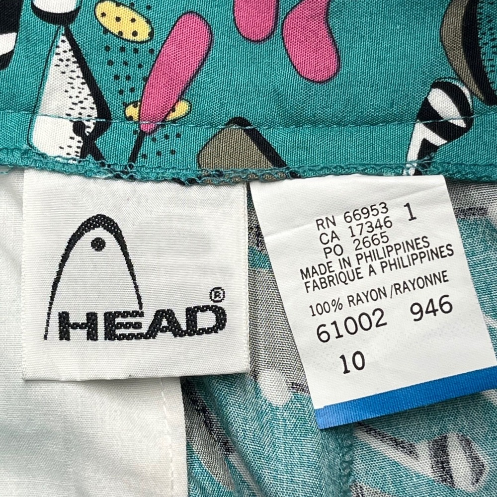 Vintage Head Golf Shorts Womens 10 Teal‎ Green Rayon Novelty Print High Waisted